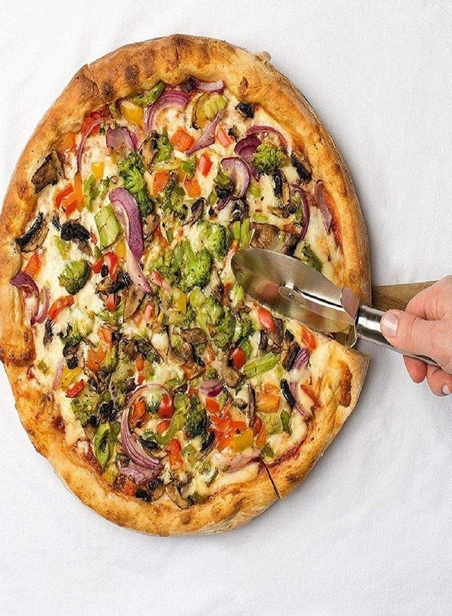 MOBDESK Stainless Steel Pizza Cutter,Sandwich/Burger/Slicer/Multipurpose Kitchen Cutter and Silicone Spatula and Pastry Brush Set (Multicolour) - Image 4